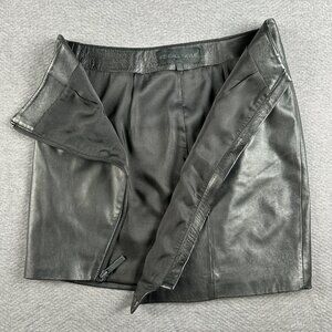 Kendall & Kylie 100% Leather Asymmetrical Mini Skirt Black Zip Front Women’s M